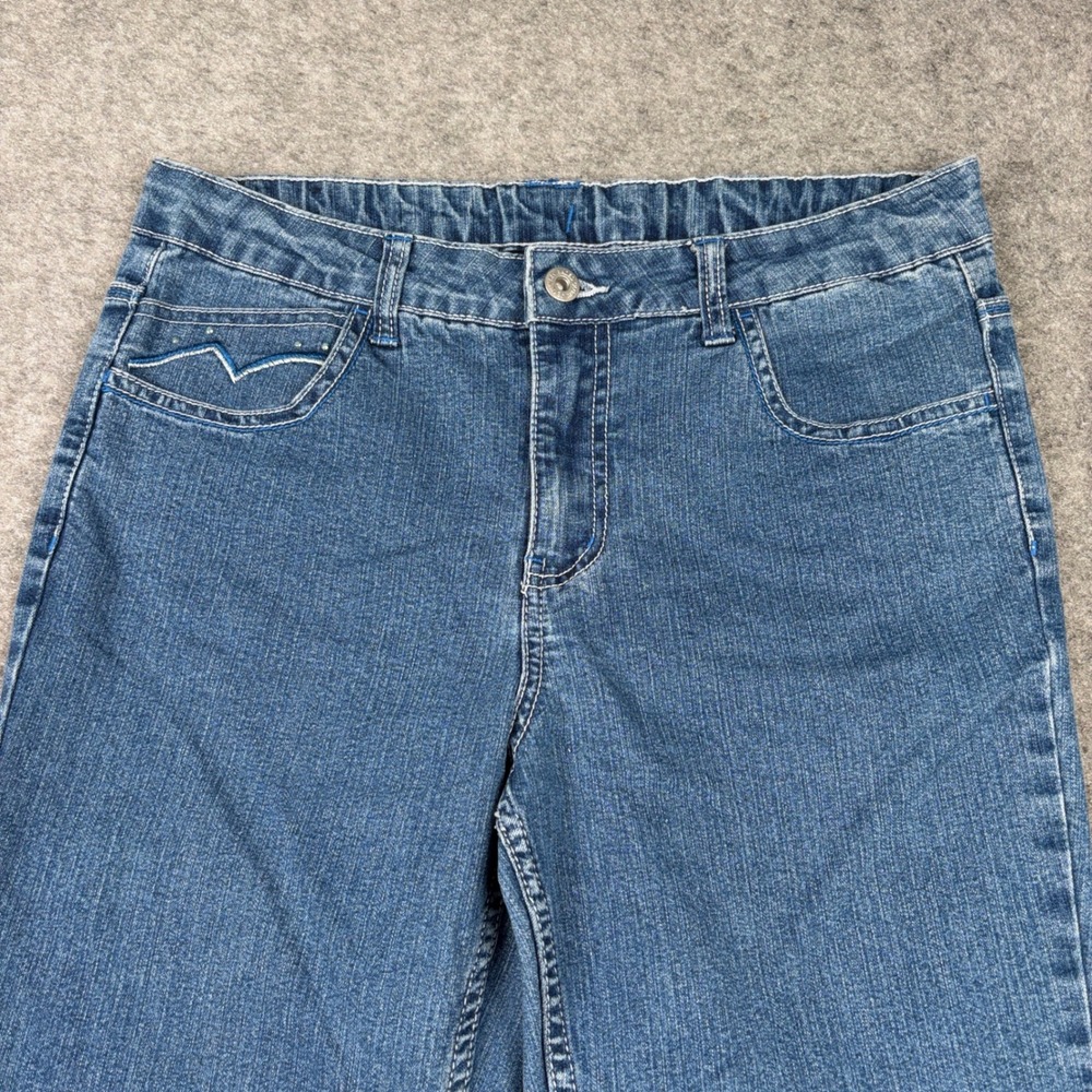Faded Glory Jeans Girls 16.5 Blue‎ Wide Leg Flare Embroidered Y2K Retro Denim
